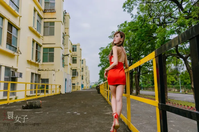 [Mzsock] NO.047 Abby red dress short skirt high heels beautiful legs outdoor shot street photography#[106P]-11